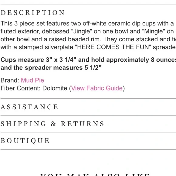 MUD PIE~3 PIECE DIP CUPS & EMBOSSED SPREADER - Picture 4 of 8